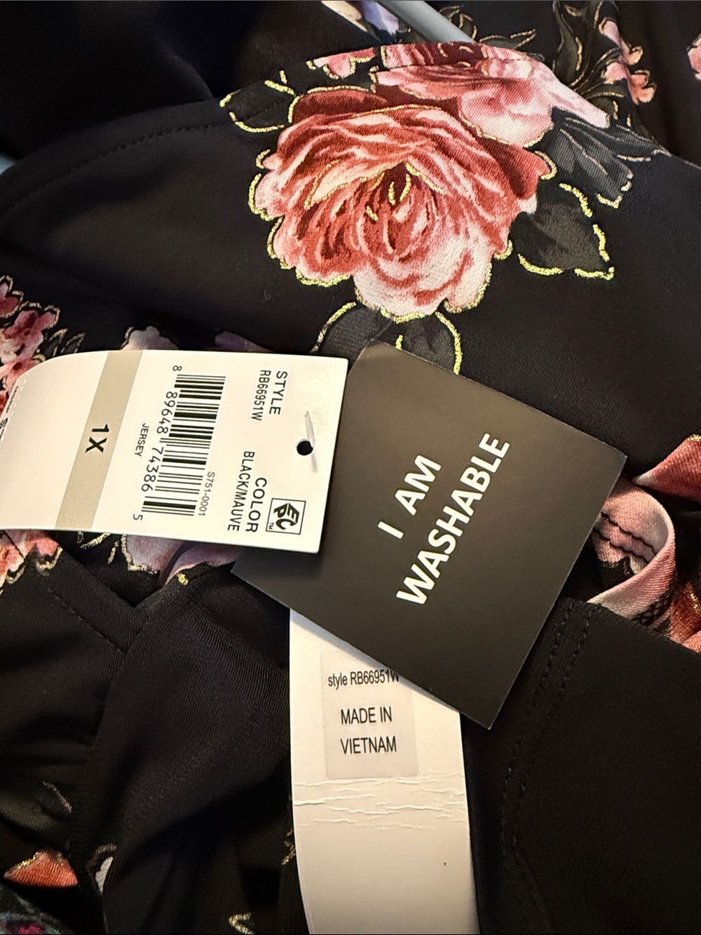 Signature by Robbie Bee Black Floral Wrap-Style LS Dress NWT size 1X - Picture 5 of 5
